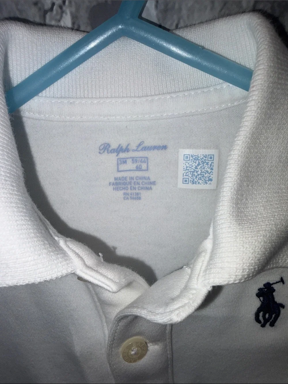 Ralph Lauren White Polo Romper with Navy Pony